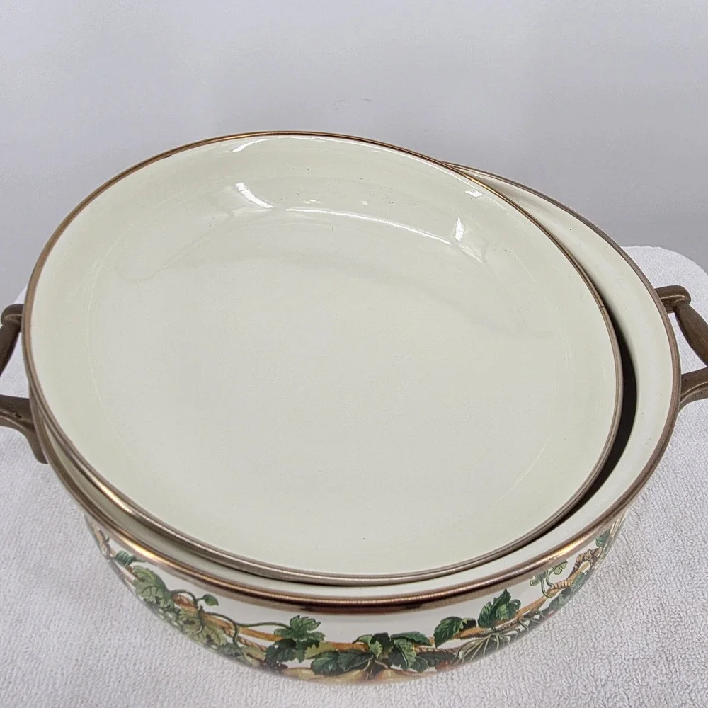 VTG Tabletops Unlimited Essence Fruit Enamelware Nesting Bowls & Pot Set 5pc